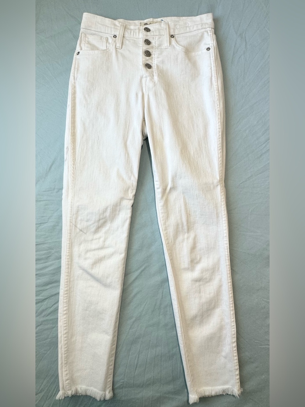 Madewell 10” High-Rise Skinny Crop Jeans | Size 26 | White | Button Fly